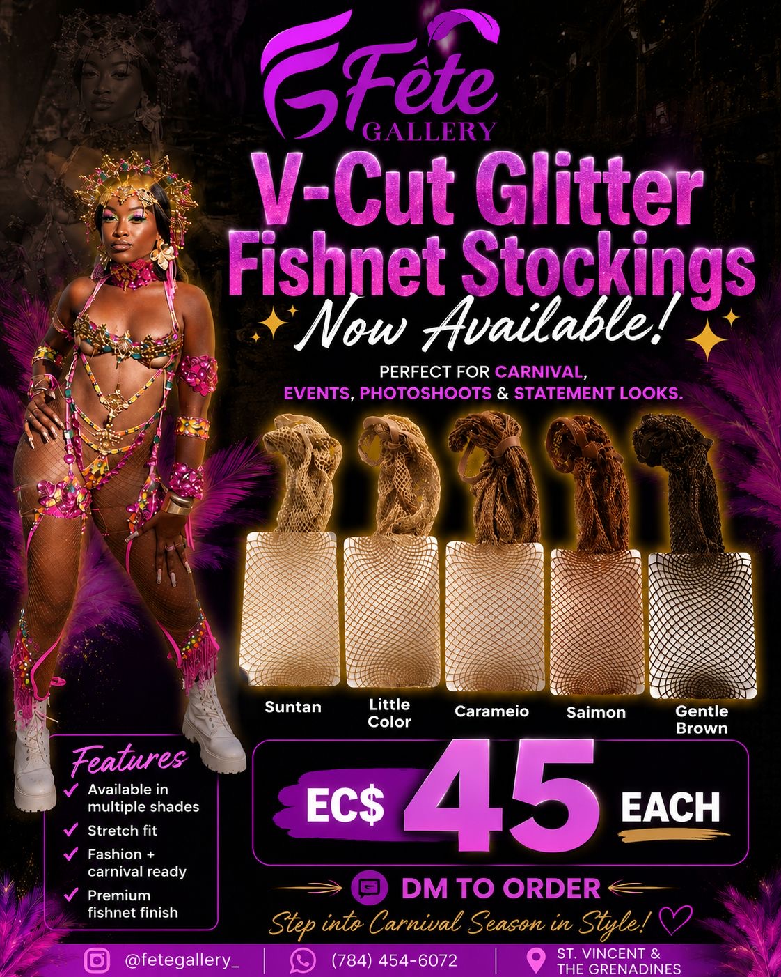 V-Cut Glitter Fishnet Stockings